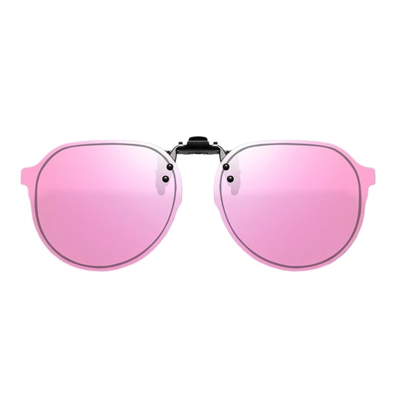Forestwhale UV Protection Polarized Clip-On Sunglasses Reversible Flip-Up Sun Shades - Fits Over Prescription Glasses Pink