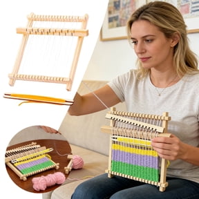 Forestwhale Weaving Loom Wooden Multi-Craft Weaving Loom Tapestry Loom Mini DIY Hand-Knitting Weaving Machine with Loom Stick Bar for Beginners Handcraft Loom