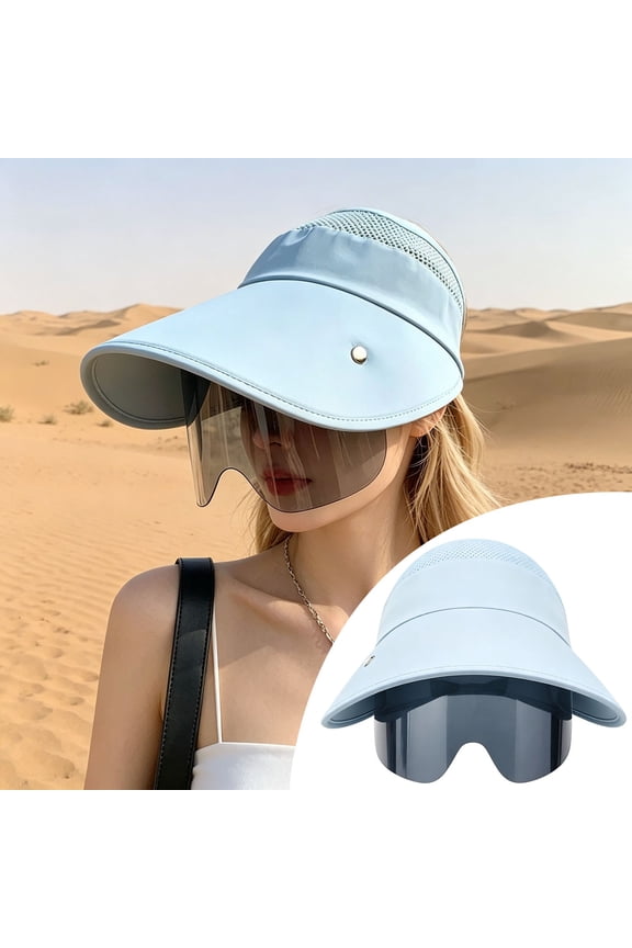 Wide Brim Sun Hat with Visor Shield Outdoor Cap with Integrated Eye Protection Breathable Summer Hat for Fishing Hiking Travel