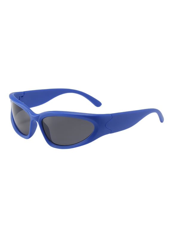 Wrap Around Y2K Sunglasses with Glasses Box for Men Women Retro Cyber 2000s Sports Shades UV400 Protection Wrap Around Sunglasses for Cycling Running & Outdoor Activities
