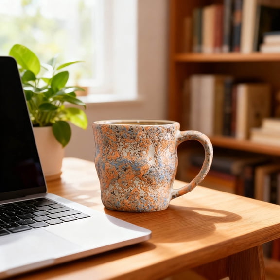 Forestwhale Yellow Glazed Vintage Ceramic Mug with Handle for Cappuccino Milk Coffee Tea Creative Handcrafted Drinkware 10oz Unique Coffee Mugs Gift for Mom Wife
