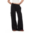 thumbnail image 1 of Forever 21 Women's Black Cargo Oversized Wide-Leg Sweatpant, Cargo Pocket Design for Athleisure & Lounging, XL, 1 of 6