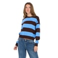 thumbnail image 1 of Forever 21 Women's Blue & Brown Preppy Sweater, Rugby Stripe Design for Cozy Fall Layering, XL, 1 of 6
