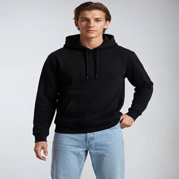 Forever 21 Drawstring Fleece Hoodie, Color- Black, Size- Xl