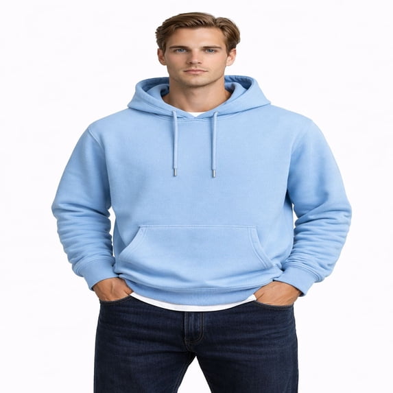 Forever 21 Drawstring Fleece Hoodie, Color- Blue Finch, Size- L