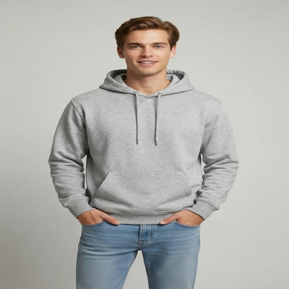 Forever 21 Drawstring Fleece Hoodie, Color- Heather Grey, Size- S