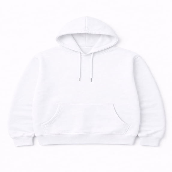 Forever 21 Drawstring Fleece Hoodie, Color- White, Size- M
