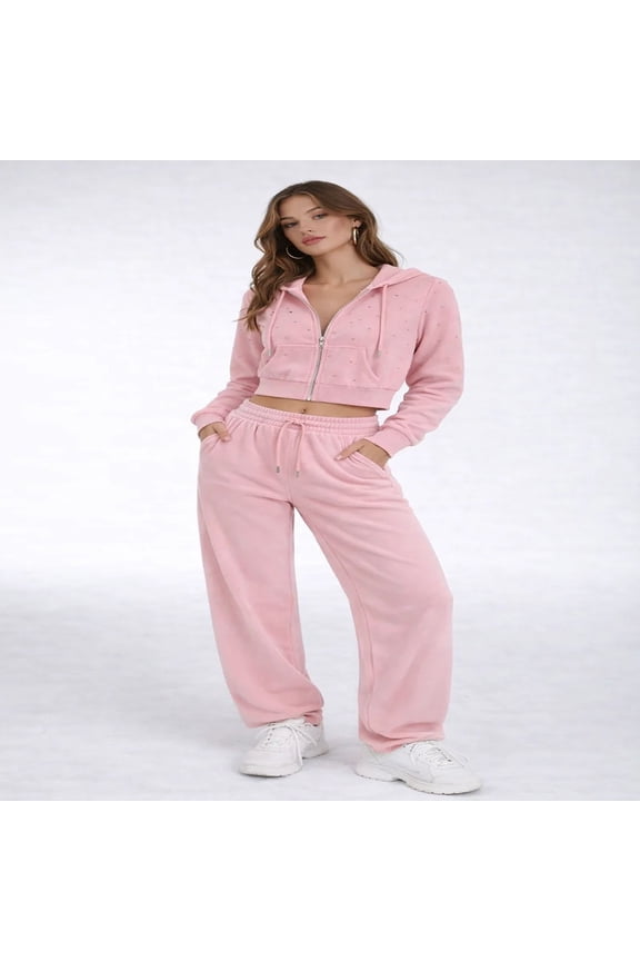 Drawstring Relaxed Fit Pants, Color- Pink, Size- M