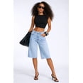 thumbnail image 1 of Forever 21 Five-Pocket Culotte Long Denim Shorts, Color-Light Denim, Size-27, 1 of 5