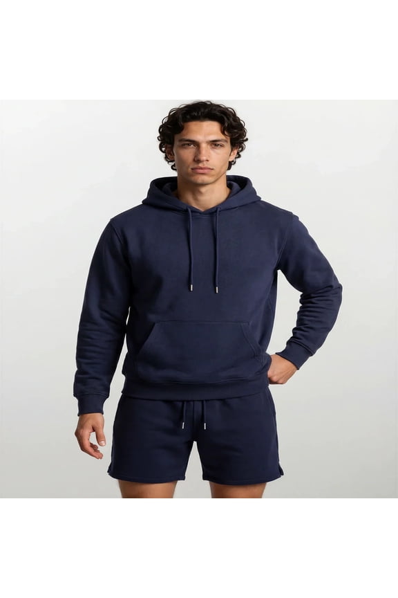 Fleece Drawstring Shorts, Color- Navy, Size- M