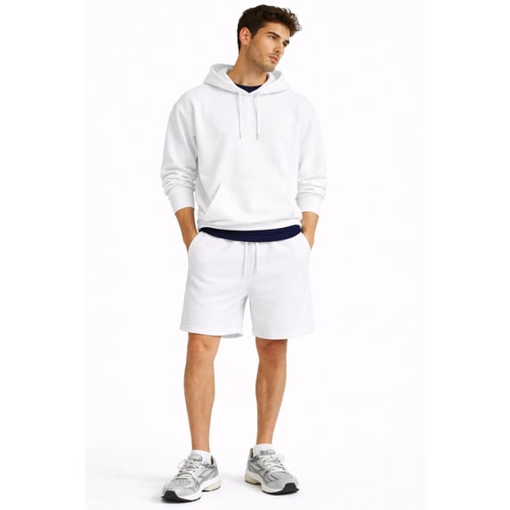 Forever 21 Fleece Drawstring Shorts, Color- White, Size- S