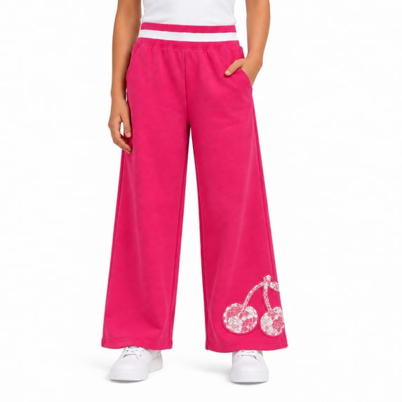 Forever 21 Girls Sweatpants Cotton Blend Fleece Wide Leg Baggy Pants with Pockets and Elastic Waistband