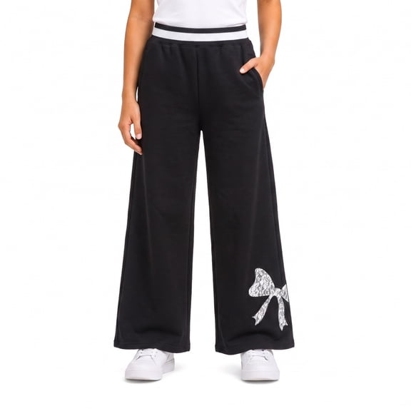 Forever 21 Girls Sweatpants Cotton Blend Fleece Wide Leg Baggy Pants with Pockets and Elastic Waistband
