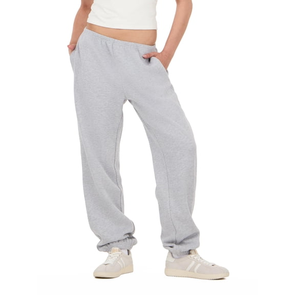 Forever 21 Women's Heather Grey Low-Rise Fleece Jogger, XS