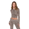 thumbnail image 1 of Forever 21 Women's Leopard Print Zip-Up Hoodie, Dramatic Embroidery for Cozy Everyday Layering & Going Out, XS, 1 of 6
