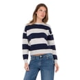 thumbnail image 1 of Forever 21 Women's Navy & Cream Preppy Sweater, Rugby Stripe Design for Cozy Fall Layering, L, 1 of 6