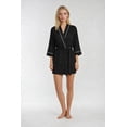 thumbnail image 1 of Forever 21 Piped-Trim Modal Robe, Color-Black, Size-S, 1 of 6
