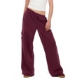 thumbnail image 1 of Forever 21 Women's Burgundy Cargo Trend Oversized Wide-Leg Jogger, Cargo Pocket Design for Athleisure & Lounging, M, 1 of 6