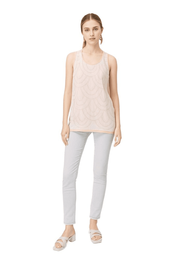 Forever 21 Teen Sleeveless Tank Top Sheer Lace Light Pink Small