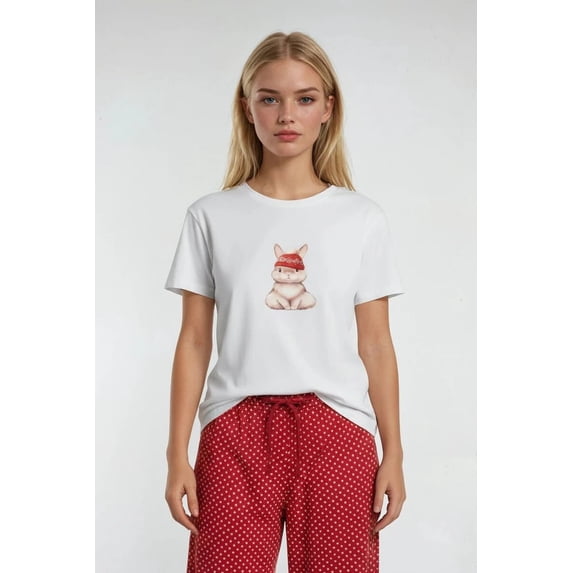 Forever 21 Two-Piece Pajama Set, Color-Red/White, Size-Xs