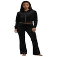 thumbnail image 1 of Forever 21 Velour Zip-Front Hoodie & Pant Set, Color- Black, Size- M, 1 of 7