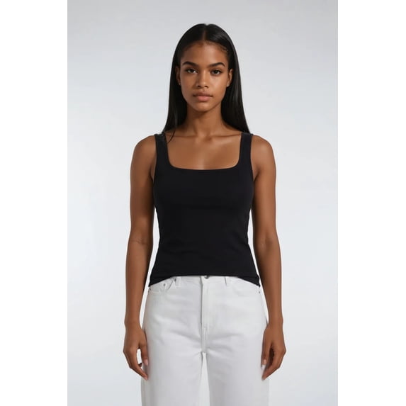 Forever 21 WGA Cotton Cropped Tank Top, Color-Black, Size-M