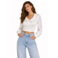 thumbnail image 1 of Forever 21 WGA Cropped Shirt W/ Peter Pan Collar &Tie Back, Color- White, Size- M, 1 of 4