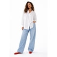 thumbnail image 1 of Forever 21 WGA Long Sleeve Poplin Oversized Shirt, Color- White, Size- S, 1 of 5