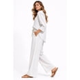 thumbnail image 1 of Forever 21 WGA Long Sleeve Shirt With Matching Wide Leg Pant, Color- Cream/Blue, Size- S, 1 of 5