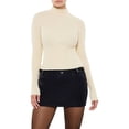 thumbnail image 1 of Forever 21 WGA Mockneck Illusion Neckline Ribbed Sweater, Color-Cream, Size-L, 1 of 5