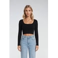 thumbnail image 1 of Forever 21 WGA Square Neck Long Sleeve Top, Color-Black, Size-L, 1 of 5