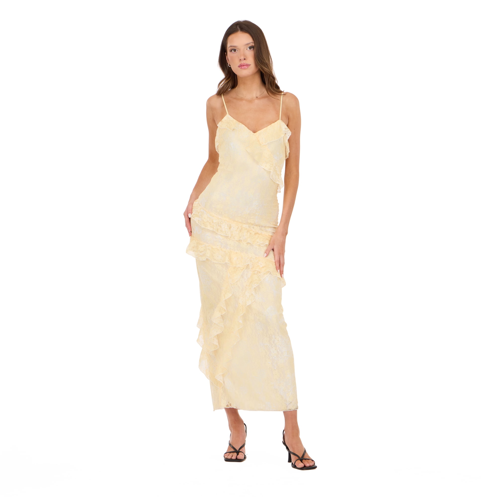Forever 21 Women's Printed Maxi Dress with Ruffles, Sizes XS-XL -  Walmart.com