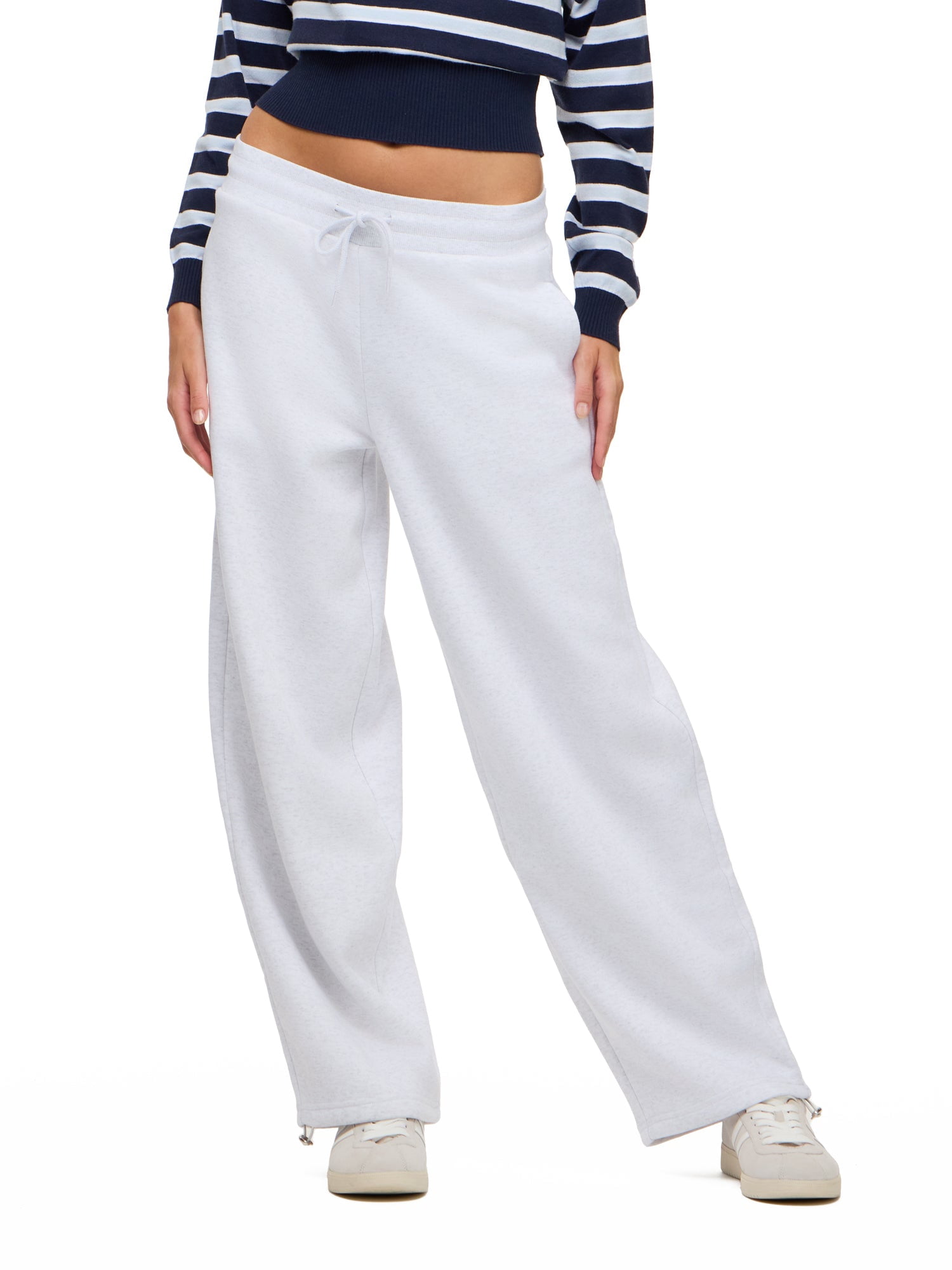 Forever 21 Women's Barrel Leg Joggers with Drawstring Waist and Bungee Hem, Fleece Balloon Pants with Side Pockets, Grey, XXS-XXL