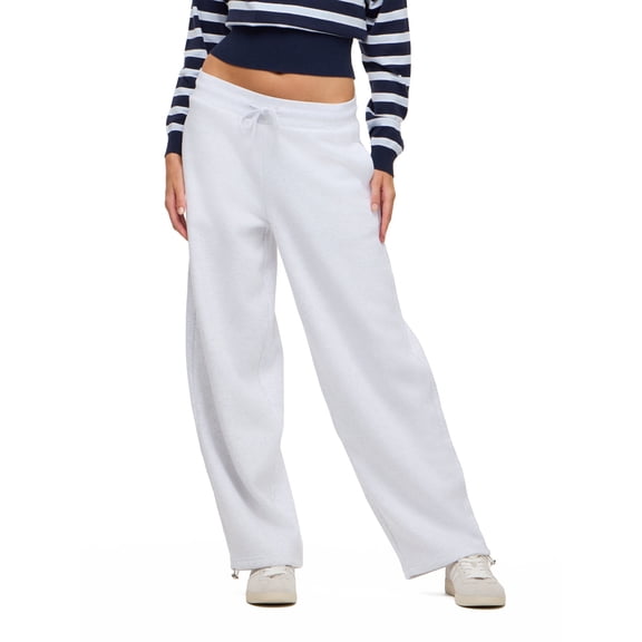 Forever 21 Women's Barrel Leg Joggers with Drawstring Waist and Bungee Hem, Fleece Balloon Pants with Side Pockets, Grey, XXS-XXL