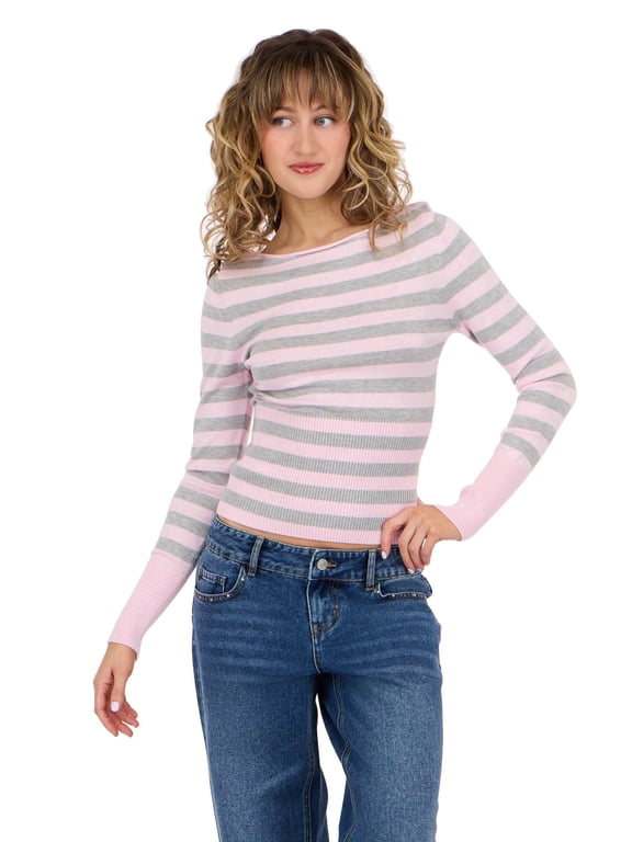 Women's Boatneck Sweater with High Rib Start, XS-XL