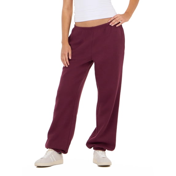 Forever 21 Women's Burgundy Low-Rise Fleece Jogger, XS