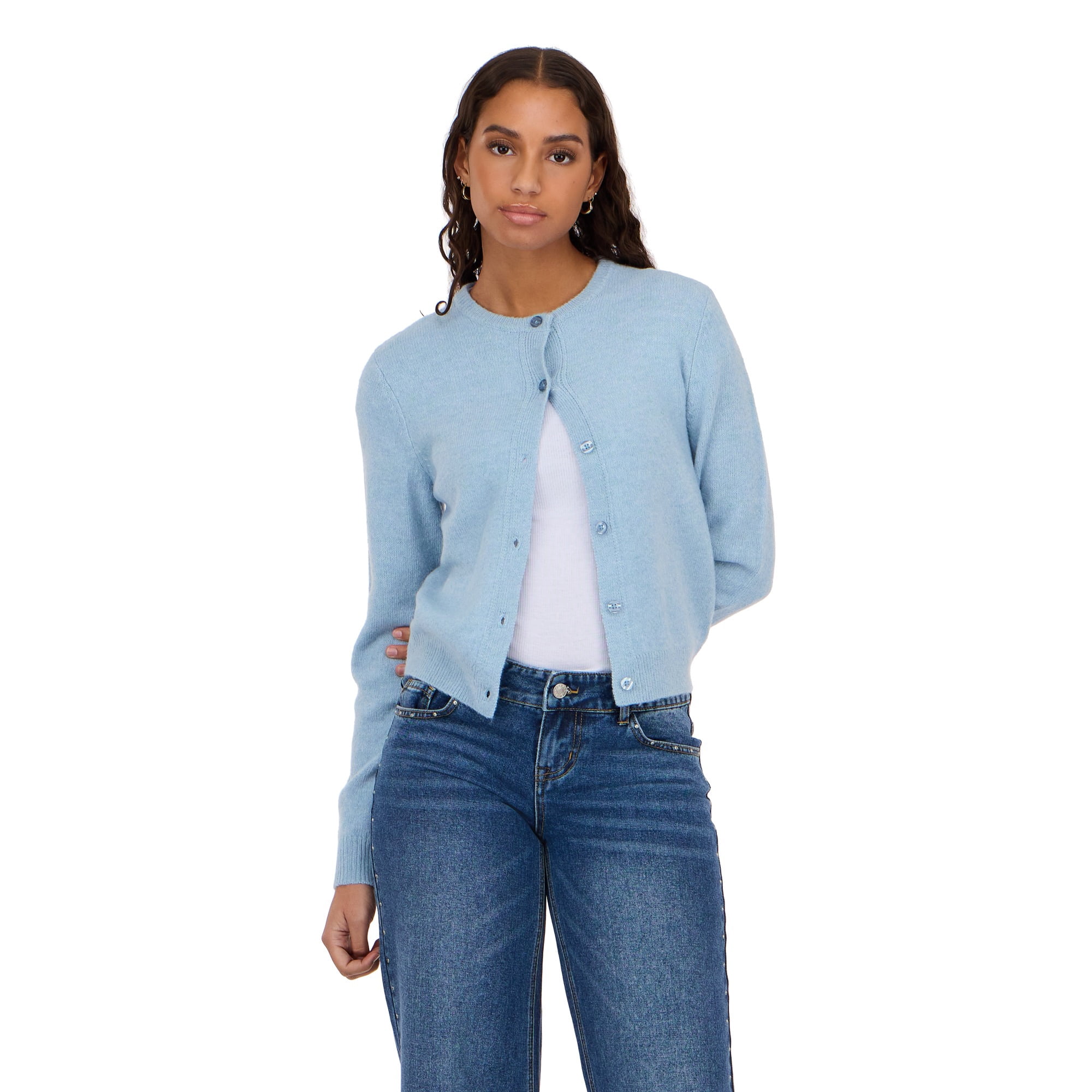 Women's Cardigan Sweater - Soft Knit Long Sleeve Button Front Layer for Everyday Casual Wear, Color- Blue, Size- X-Small