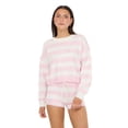 thumbnail image 1 of Forever 21 Women’s Cropped Intarsia Sweater and Matching Shorts Set, Long Sleeve Rugby Stripe Knit Two-Piece Lounge Outfit, XS-XL, 1 of 6