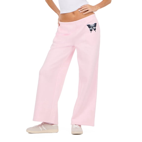 Forever 21 Women’s Fleece Wide Leg Printed Pant with Bow Applique, XS-XL