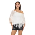 thumbnail image 1 of Forever 21 Women’s Fringe Off-the-Shoulder Crochet Poncho, Open Knit Boho Cover-Up Top for Festivals and Beach Styling, XS-XL, 1 of 6