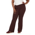 thumbnail image 1 of Forever 21 Women's Jersey Fold Over Waist Pants with Graphic Detail, Flare Leg Lounge Pants, Stretch Casual Everyday Comfort Style, Brown, XXS-4X, 1 of 6