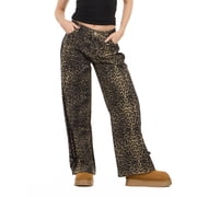 Women's Low Rise Baggy Fit Jeans with Side Stripes and Bow Accents, Sizes 0-14
