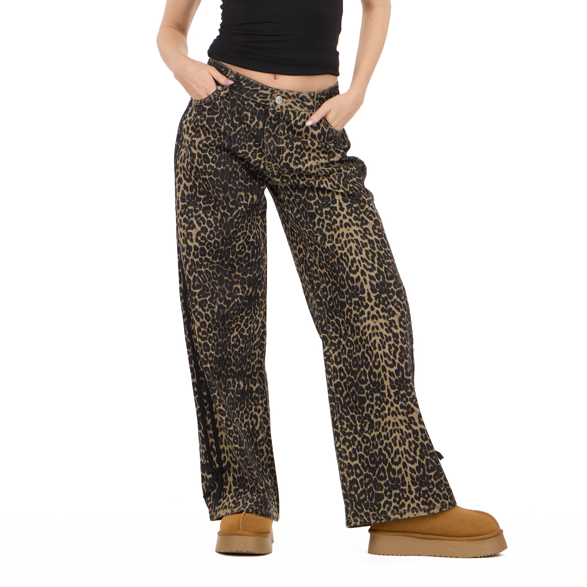 Forever 21 Women's Low Rise Baggy Fit Jeans with Side Stripes and Bow ...