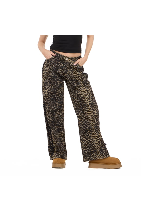 Women's Low Rise Baggy Fit Jeans with Side Stripes and Bow Accents, Sizes 0-14