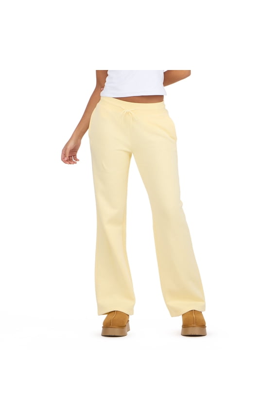 Women’s Low Rise Flare Jogger – Soft Fleece Sweatpants with Drawstring Waist and Flared Leg for Trendy Casual Style, Color- Yellow, Size- Large