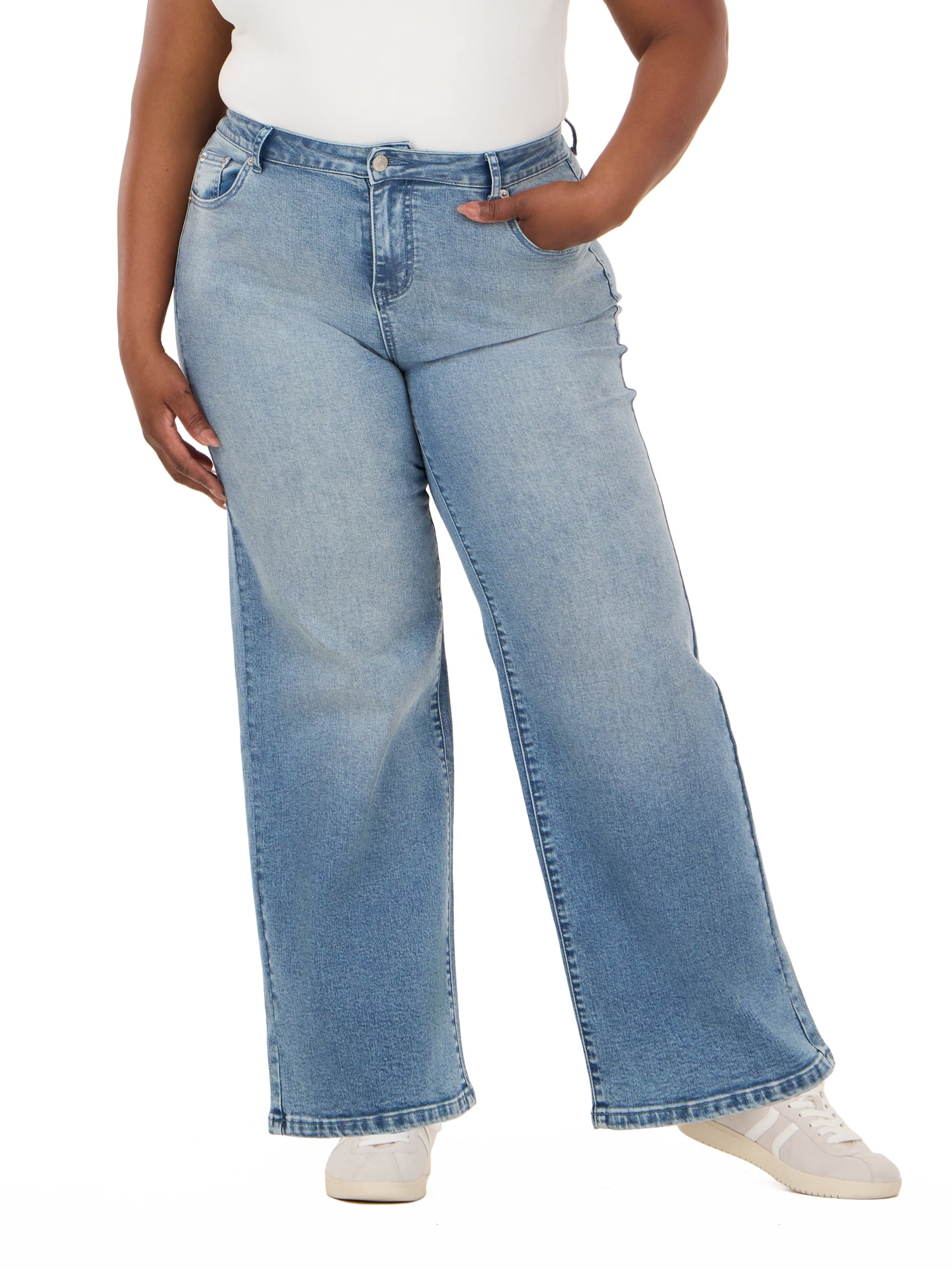 Forever 21 Women's Low Waist Wide Leg Denim Pants with Screen Print, Relaxed Fit Baggy Jeans, Vintage Wash Casual Streetwear, Blue, 00-4X