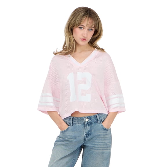 Forever 21 Women’s Mesh Cropped Boxy Football Tee, XS-XL
