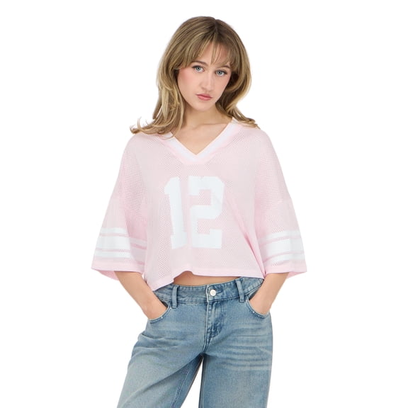 Forever 21 Women’s Mesh Cropped Boxy Football Tee, XS-XL