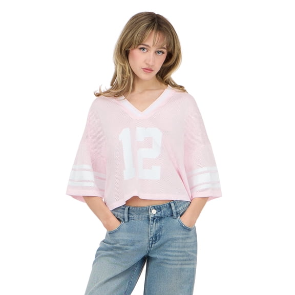 Forever 21 Women’s Mesh Cropped Boxy Football Tee, XS-XL