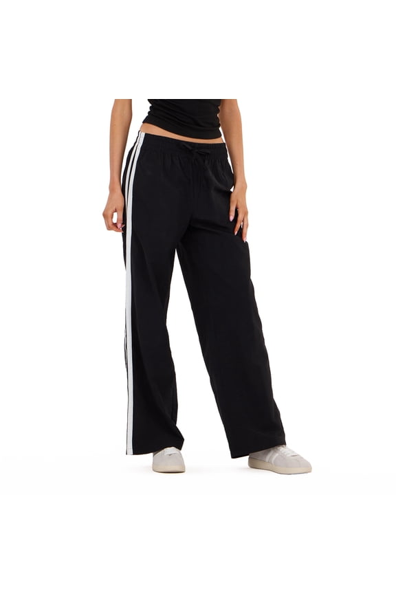Women's Mesh Oversized Nylon Wide Leg Pant with Side Stripes, Sizes XS-XL